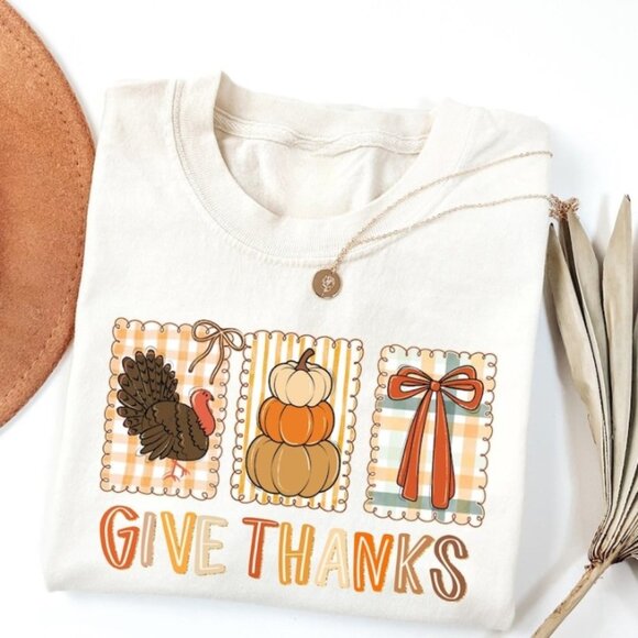 Tops - Give Thanks Shirt, Thanksgiving Shirt, Coquette Thanksgiving Shirt